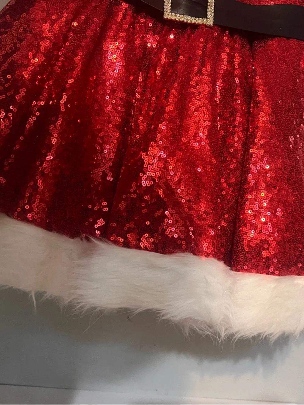Holiday Sparkle Red Sequin Santa Dress for Kids